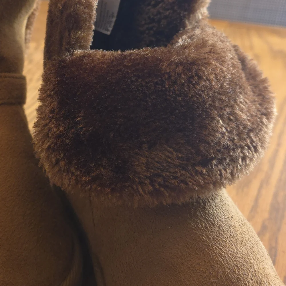 Rampage‎ Kids Brown Faux-Suede Plush-Lined Ankle Boots with Buckle